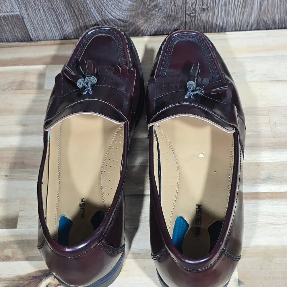 Nunn Bush Men's KORE Tassel‎ Kiltie Loafers 12M Burgundy Leather Dress Shoes